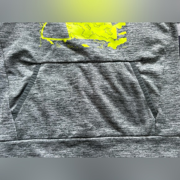 Youth Under Armour Coldgear Hoodie Pitch Gray/Green citrine Size M EUC - Picture 5 of 7